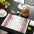 thumbnail image 4 of Ensemble de 4 Napperons Antidérapants à Rayures Rouges et Blanches pour Cuisine, Table à Manger, Fêtes de Patio, Géométrique 13"x19 Pouces Lavable en Coton Lin Durable, 4 of 5