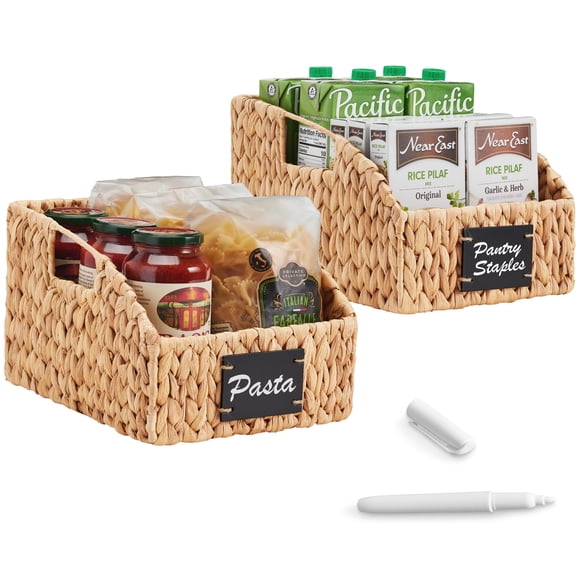 Best Choice Products Storage Pantry Baskets for Organizing, Wicker Basket w/ Built-in Handles  Natural