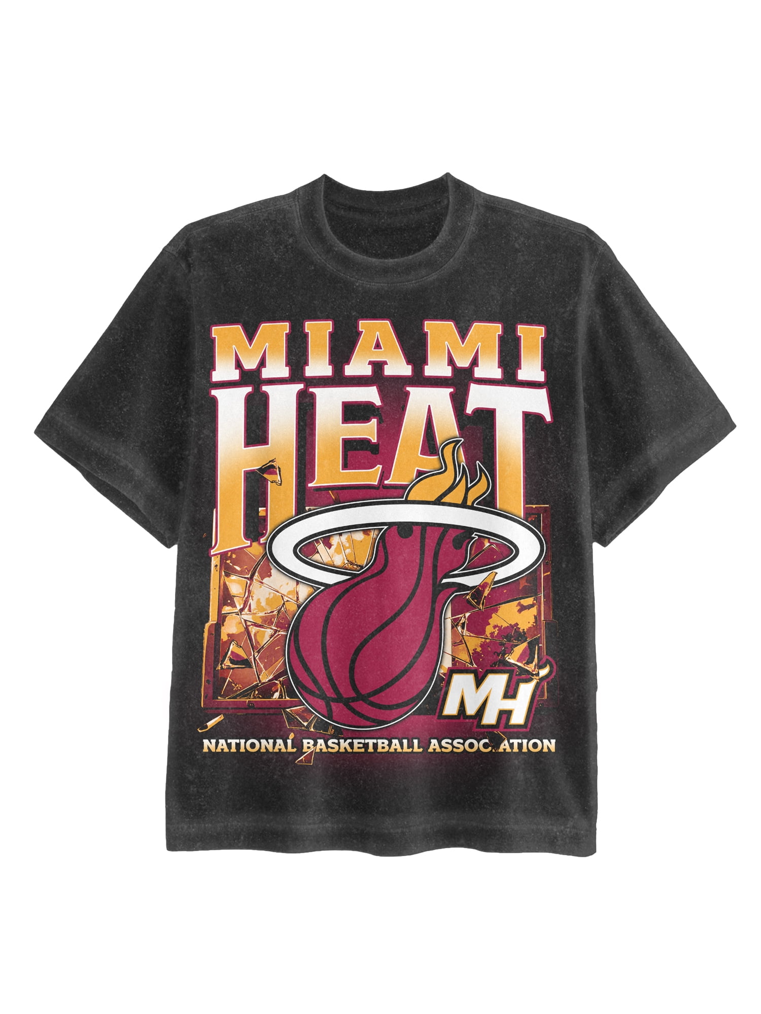 NBA Miami Heat Men's & Big Men's Front & Back Boxy Fit Mineral Wash Graphic T-Shirt, Sizes XS–4XLT, 2XB–5XB