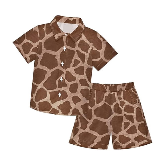 MEZZALL Outfit Sets Boy's Summer Casual Lapel Short Sleeved Tops Shirt And Shorts Birthday Daily Clothes Sets