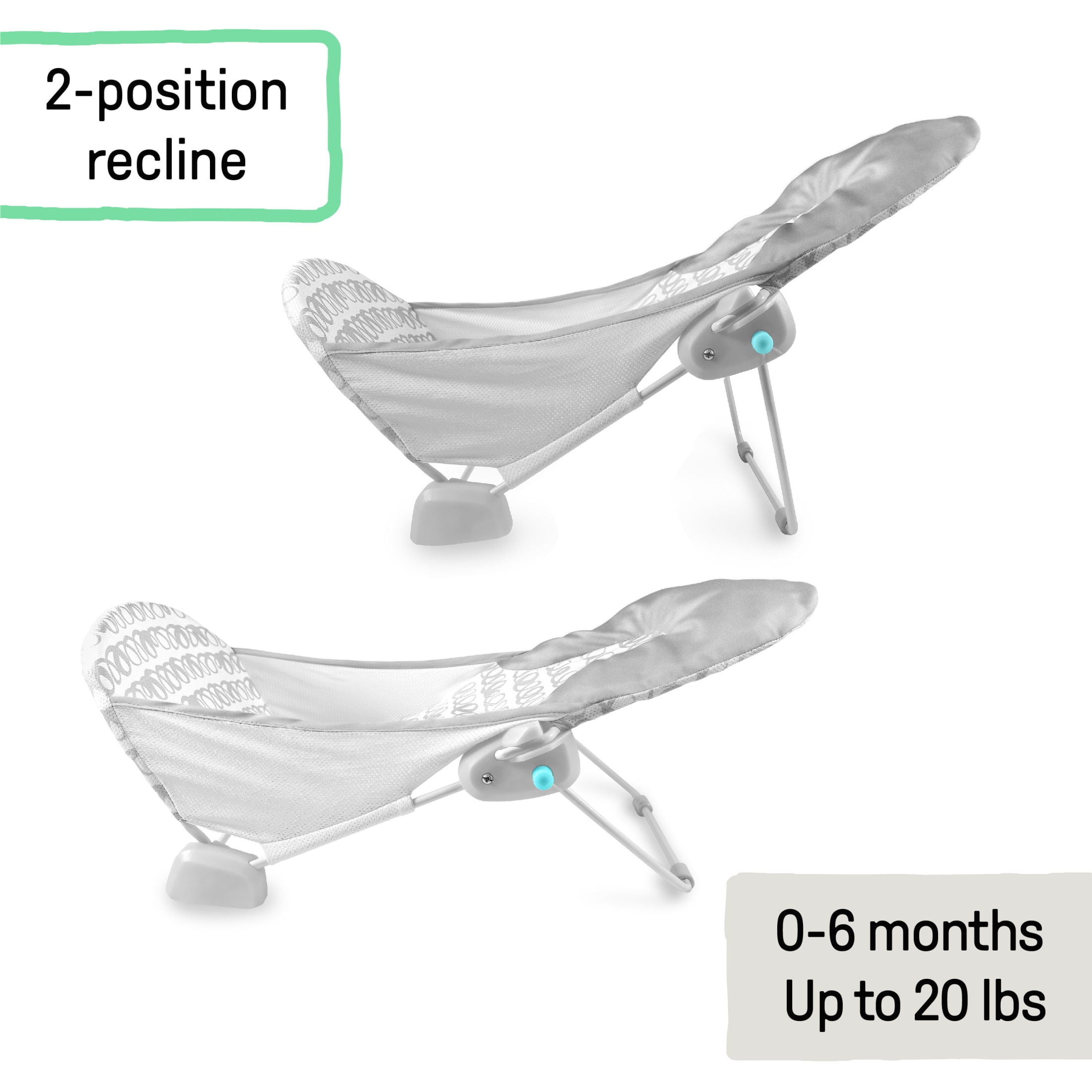 Ingenuity Foldaway 2-Position Baby Bather, Gray, Unisex