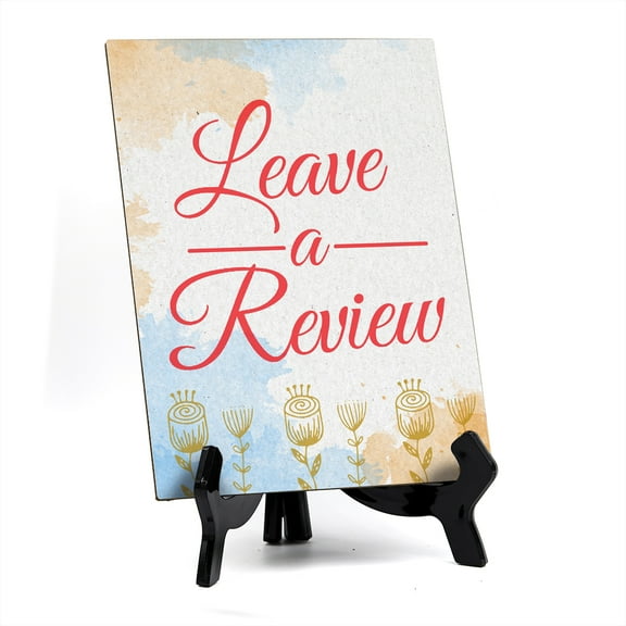 Signs ByLita Leave a review, Blue Watercolor Table Sign (6 x 8")