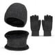 thumbnail image 3 of Conjunto de gorro, bufanda y guantes de invierno cálidos, bufanda forrada de lana resistente al viento para exteriores, conjunto de 3 piezas, 3 of 6