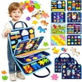 thumbnail image 3 of Busy Board Montessori Toys for Toddlers, Busy Book Sensory Toys for Boys Girls Birthday Gifts, Learning Educational Travel Activities, Blue, 3 of 8