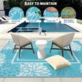 thumbnail image 2 of Twister.CK 8'x10' Outdoor Rug, Waterproof Reversible Plastic Straw Outside Carpet, Floral Border Indoor Outdoor Rug for Patio RV Camping Balcony Deck Backyard, Light Blue, 2 of 8