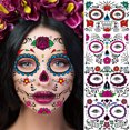 thumbnail image 1 of 8 juegos de pegatinas temporales JAMW para la cara decoraciones de Halloween calavera de azúcar, 1 of 5