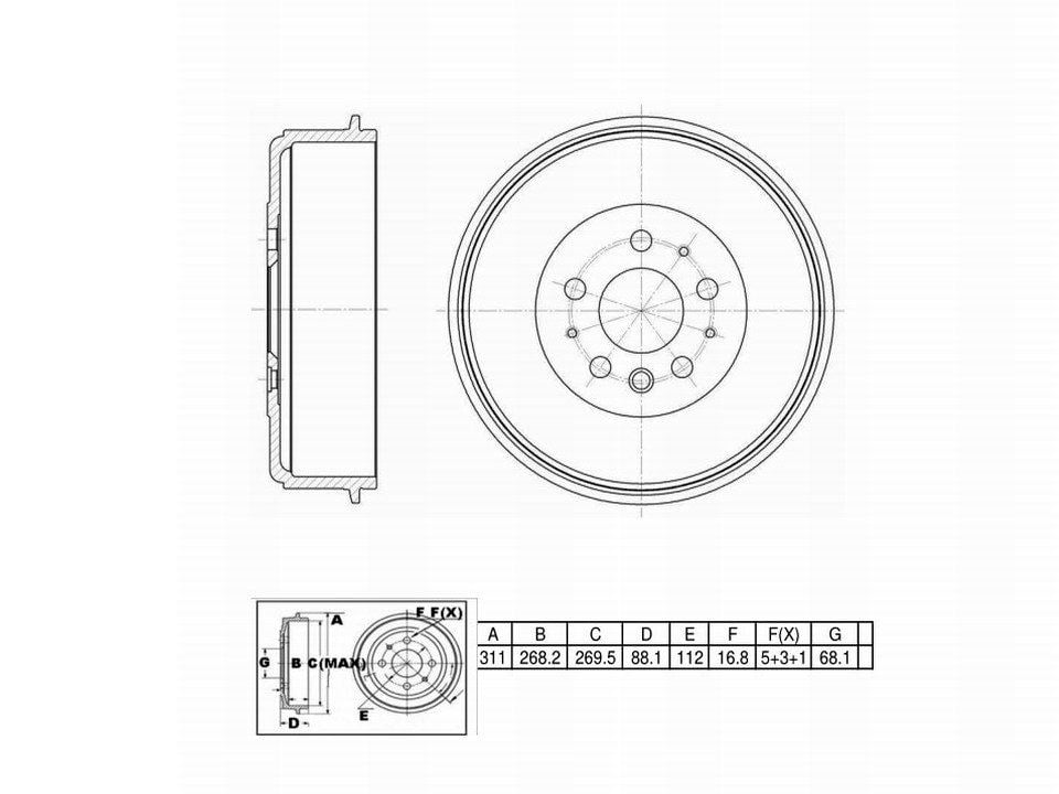 Winstop Brake Drum, Rear WS237471, Volkswagen EuroVan 1996-1992
