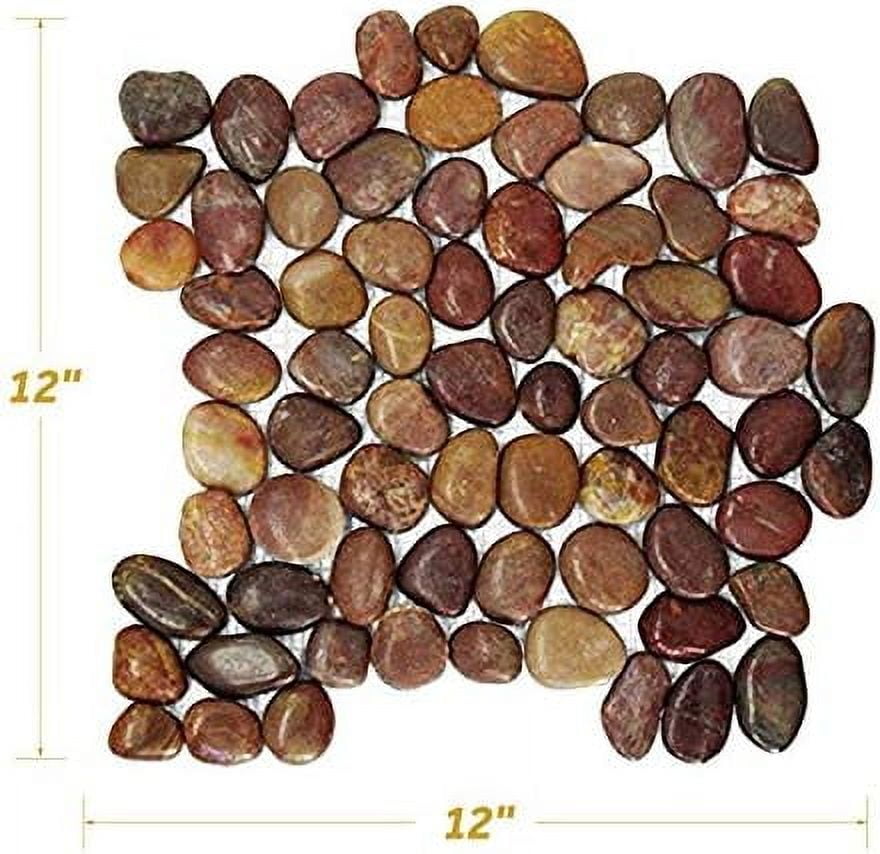 FUSTONE Decorative Tiles Interlocking Pebble Tiles Natrual River Rock Stone Tile(10-Sheets) Kitchen Floor Bathroom Patio for Indoor and Outdoor Use Stones PT105-10