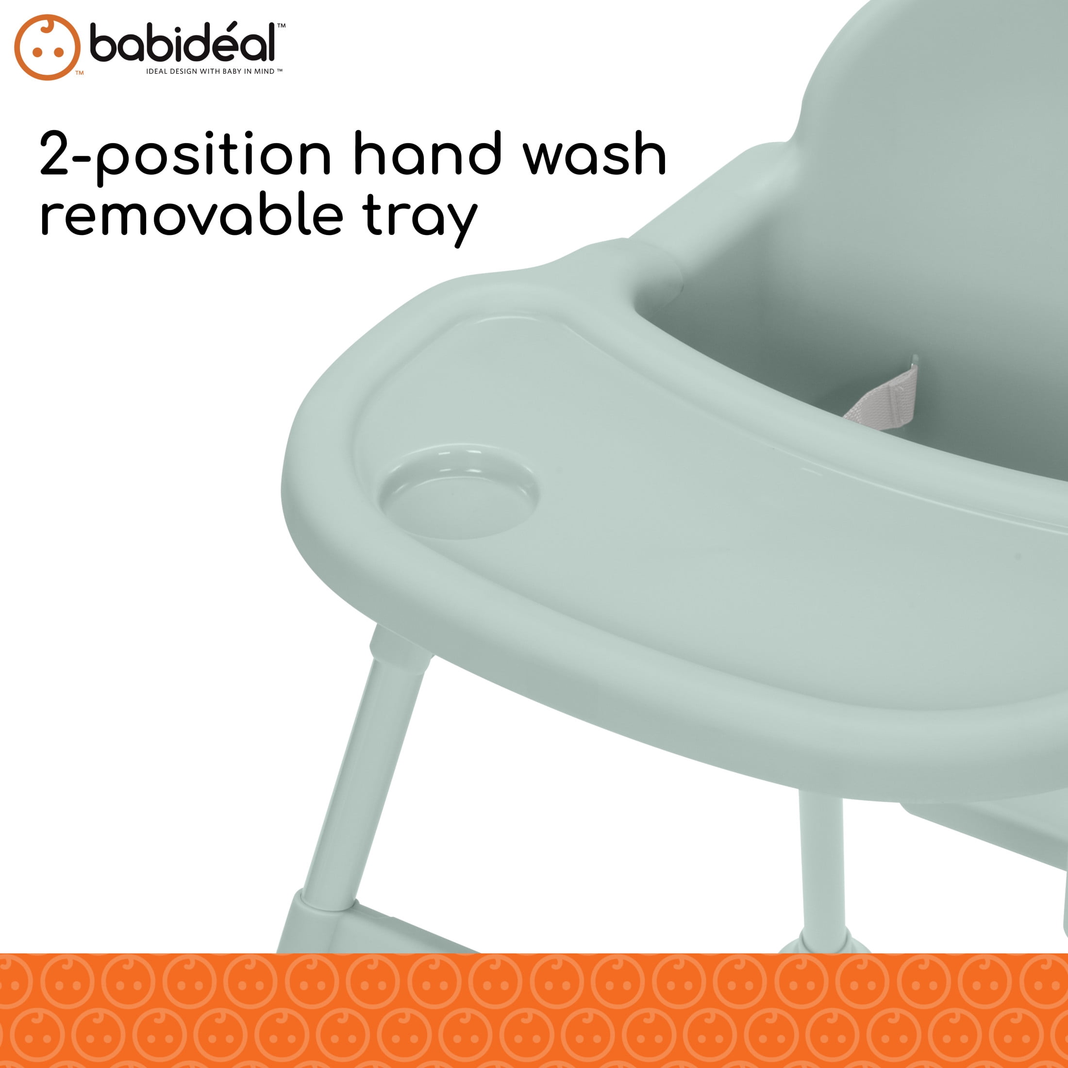 Babideal Lightweight Baby High Chair with Tray & Harness – Soft Sage, Portable Easy-Clean Feeding Chair