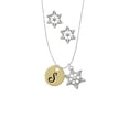 thumbnail image 2 of Delight Jewelry Goldtone Large Disc Letter - S - 3/4'' Silver tone Snowflake Charm Necklace and Stud Earrings, 2 of 4