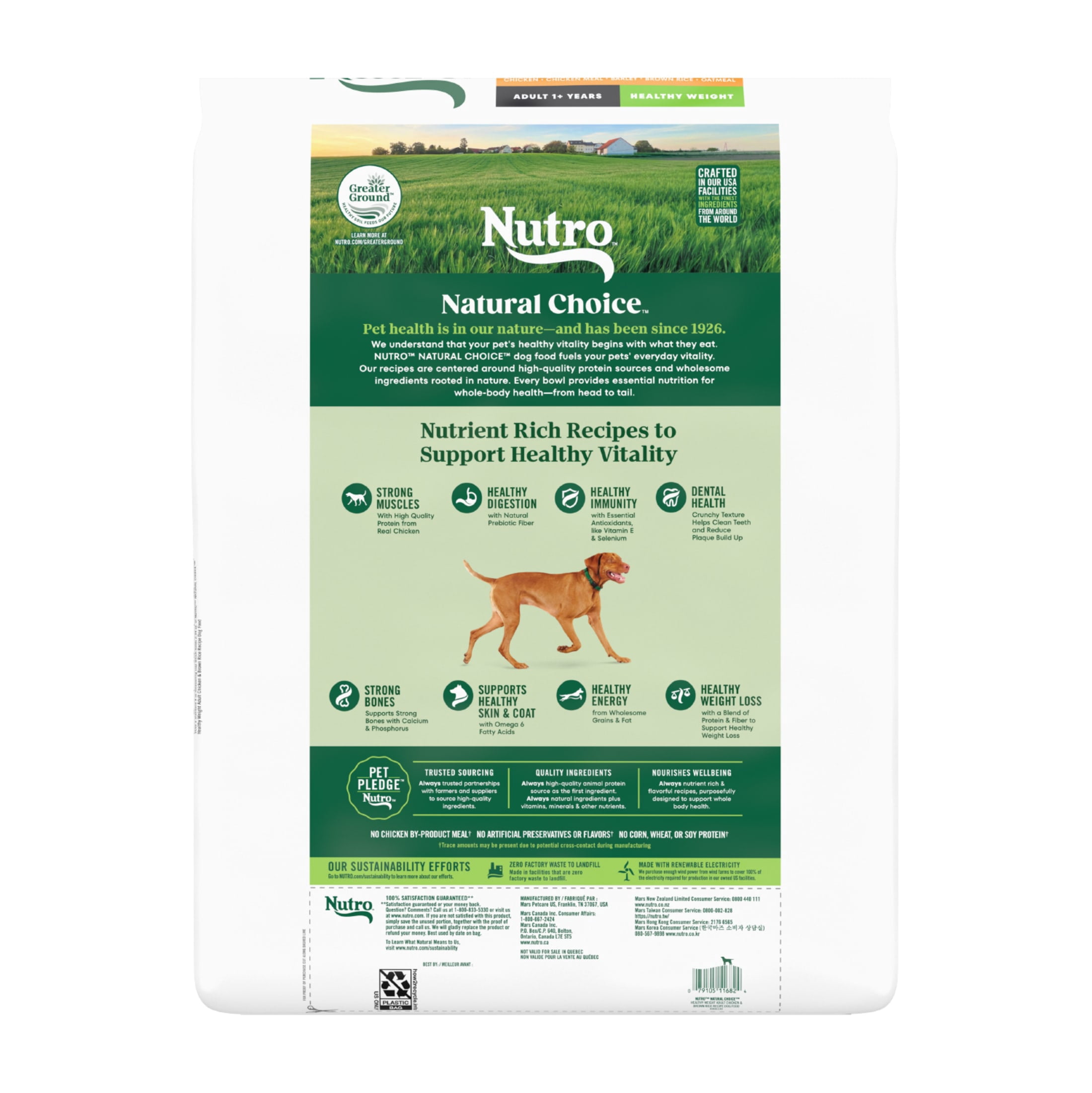 NUTRO NATURAL CHOICE Adult Healthy Weight Dry Dog Food, Chicken & Brown Rice Recipe Dog Kibble, 30 lb. Bag