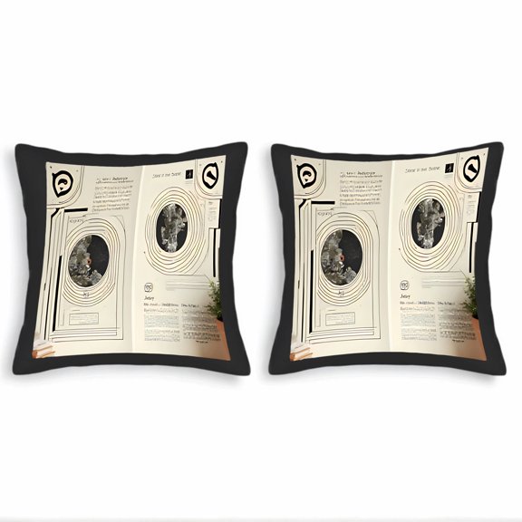 Set of 2 Decorative Throw Pillow Covers 18x18in with Intricate Labyrinth Map and Geometric Patterns for Couch Bed or Car