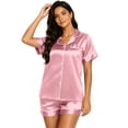 thumbnail image 2 of Garbnen Silk Women's Pajama Sets Short Sleeve Button Down Sleepwear Pjs Shorts Set Cozy 2 Piece Loungewear Sets Woman L, 2 of 5