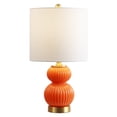 thumbnail image 3 of JONATHAN Y Daphne 20" Contemporary Transitional Metal/Glass Ribbed Gourd LED Table Lamp, Orange/Brass Gold, JYL1099E, 3 of 7