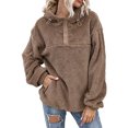 thumbnail image 2 of DHFJKG Hoodies For Women Sweatshirt Quarter Zip Fuffy Long Sleeve Pullover Winter Double-Sided Plush Cozy Tops, 2 of 5