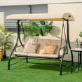 thumbnail image 2 of Gymax 3-Seat Outdoor Converting Patio Swing Glider Adjustable Canopy Porch Swing Beige, 2 of 10