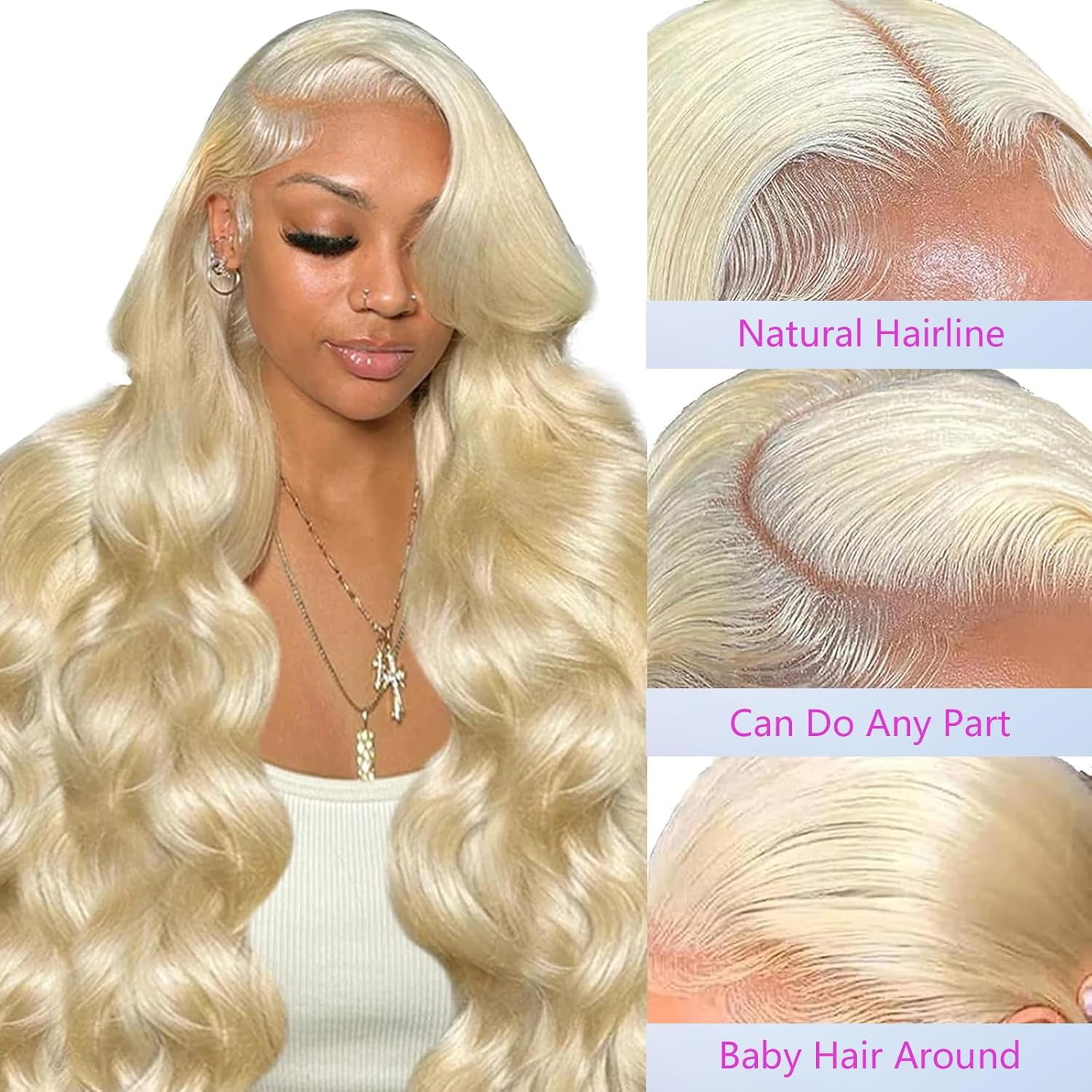 13x6 Lace Front Wig Human Hair, 200 Density, 26 Inch, 613 Blonde Wig Human Hair