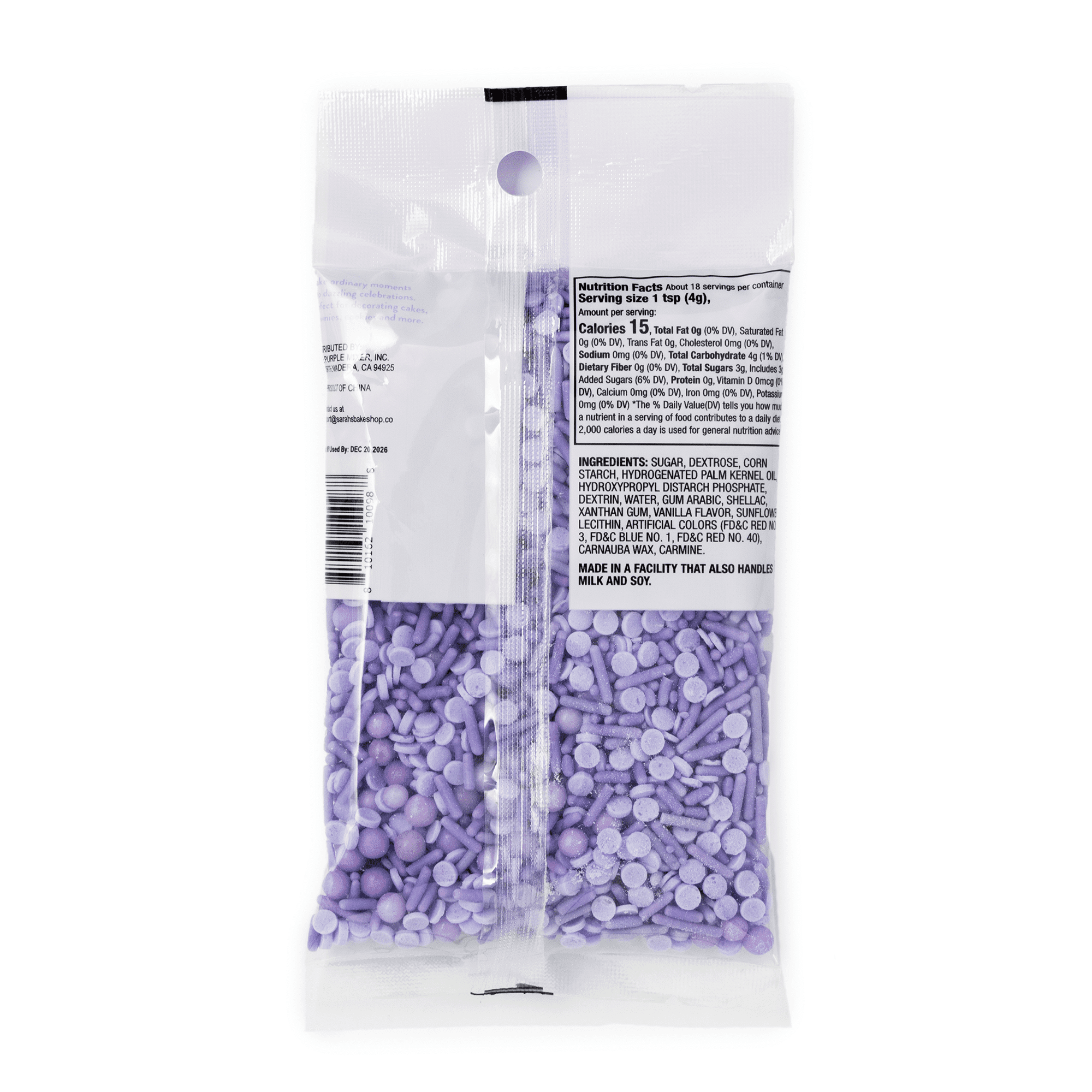 Sarah's Bakeshop Sprinkle Bag Purple Lavender 2.5oz