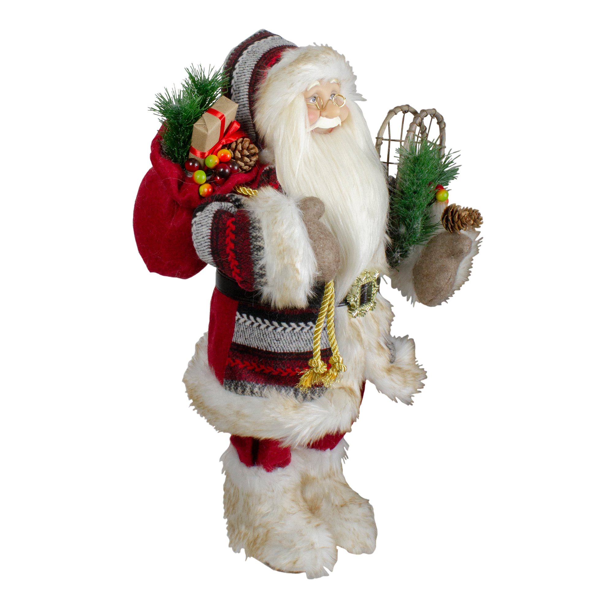 18" Standing Santa Christmas Figure with Snow Shoes and Fur Boots