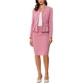 thumbnail image 5 of INSPIRE CHIC Women's Suit Sets Business Outfits Collarless Peplum Blazer Formal Pencil Skirt Suit 2 Piece Set XL Dark Rose, 5 of 7