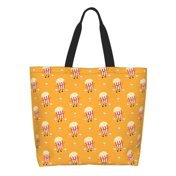 Balery Cute Popcorn Bolsa Tote Estilo Estético con Cremalleras, Bolsa de Hombro, Bolsa de Compras Grande y Plegable