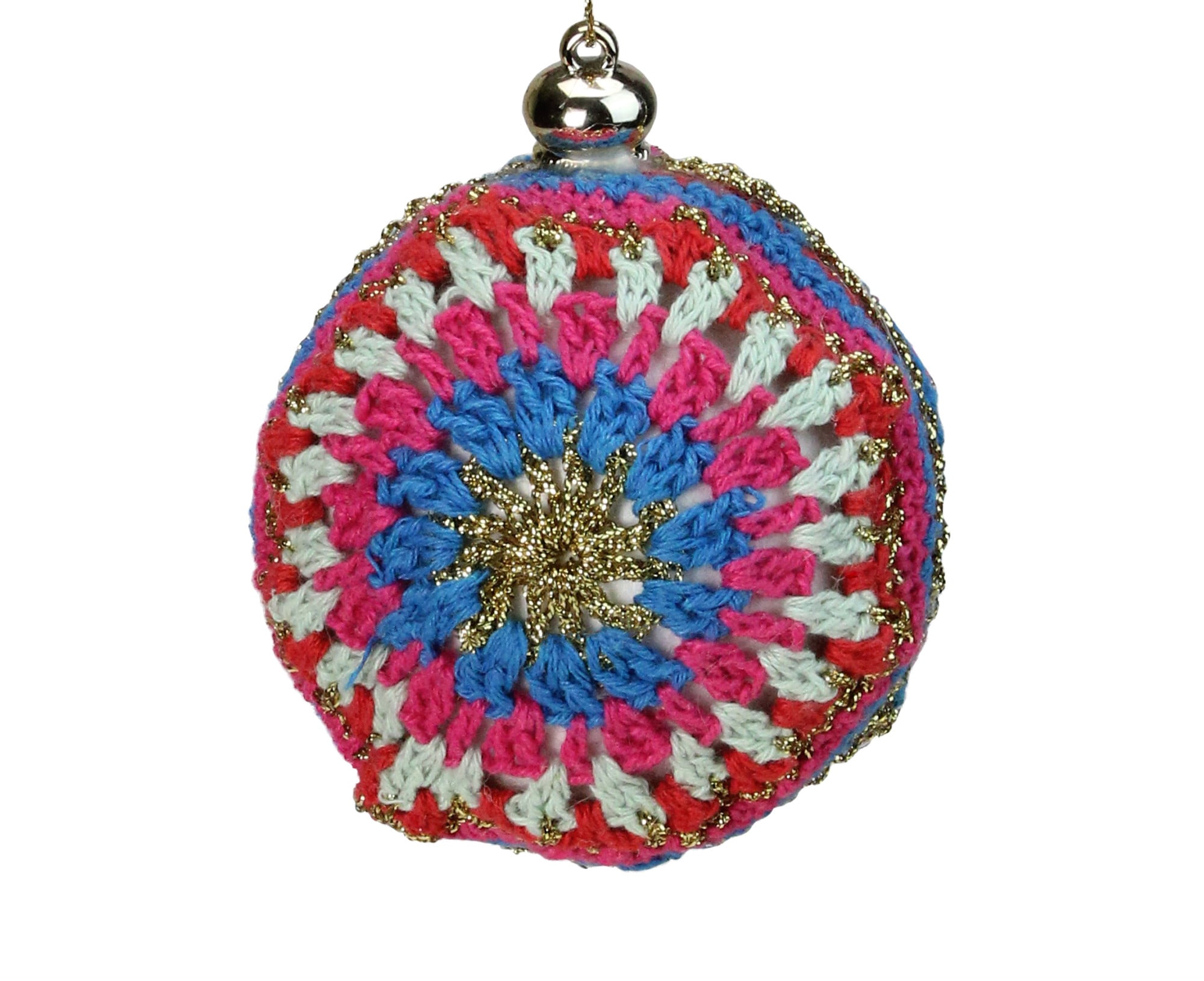 4" Knit Embroidered Thread Ball Christmas Ornament