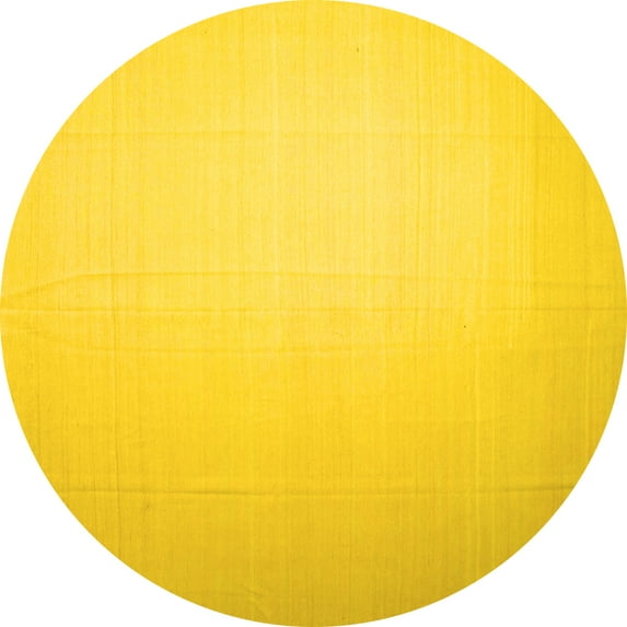 Ahgly Company Machine Washable Indoor Round Solid Yellow Modern Area Rugs, 8' Round