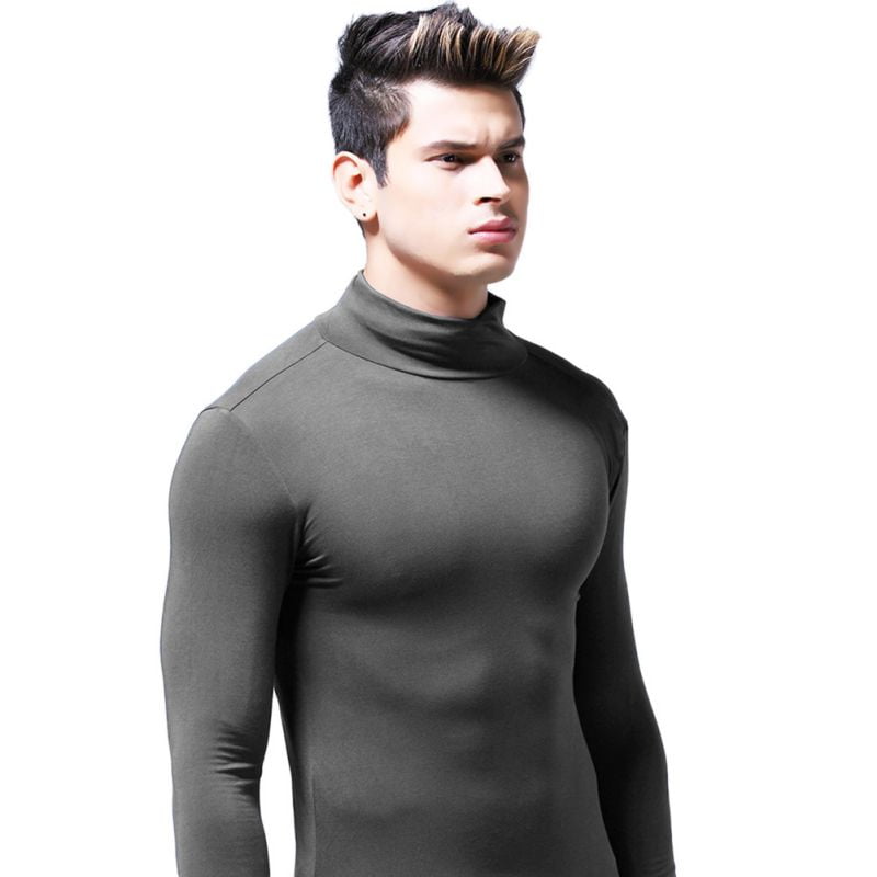 white muscle fit turtleneck shirt