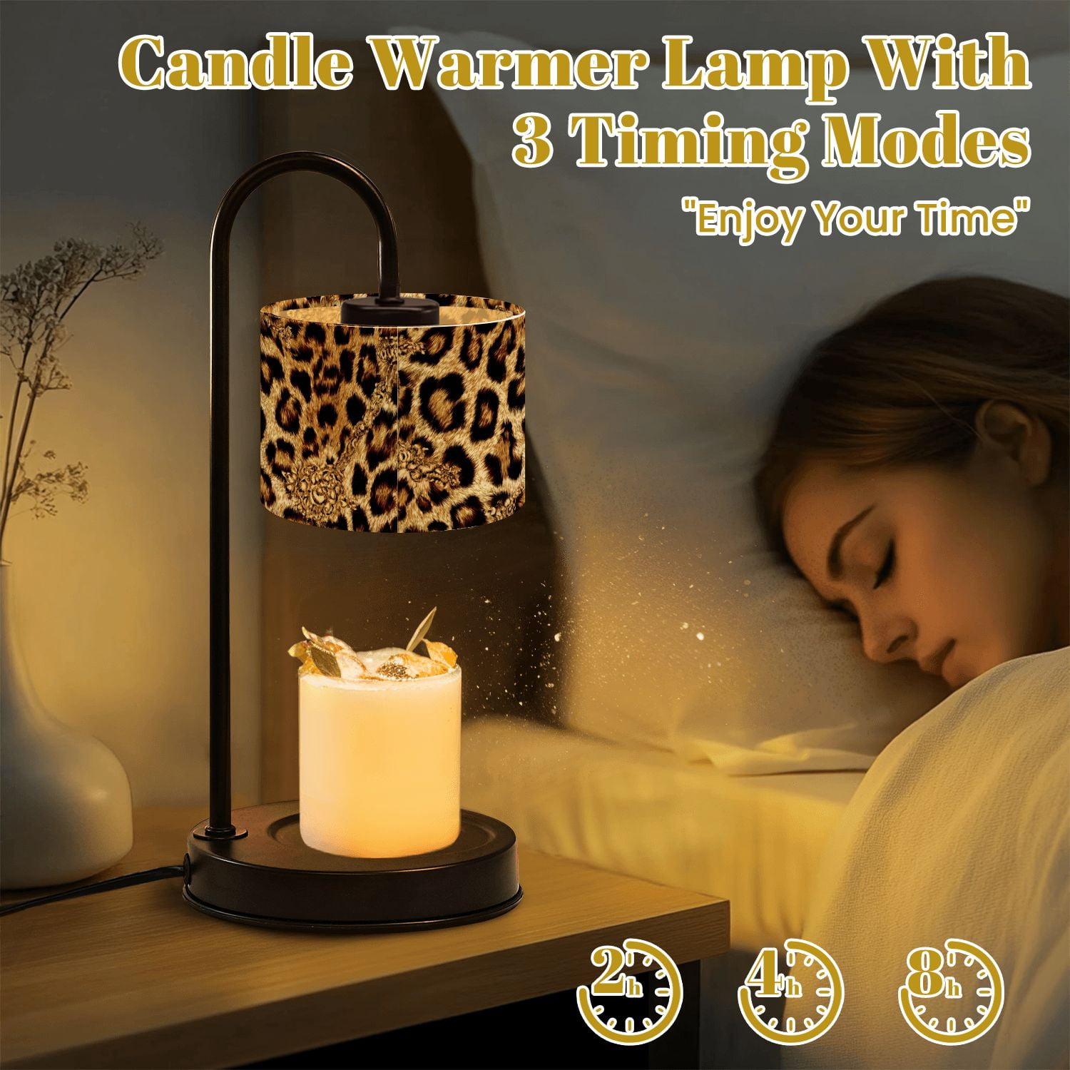 Candle Warmer Lamp with Timer Dimmer leopard colorful animal Candle Lamp Warmer for Jar Candle with 4 Bulbs Gifts for Women House Warming Gifts