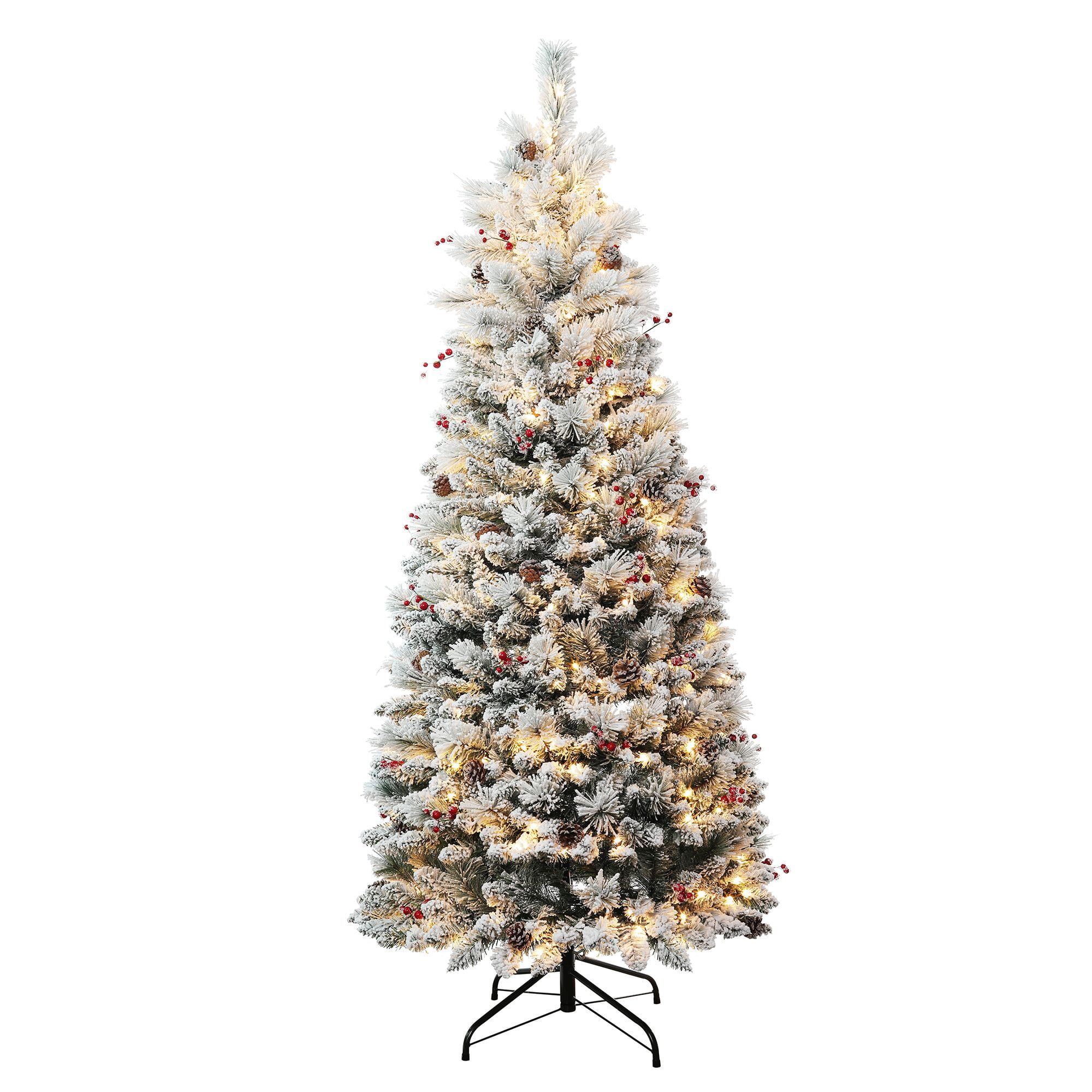 6.5 Foot Newbury Flocked Easy Stow Christmas Tree