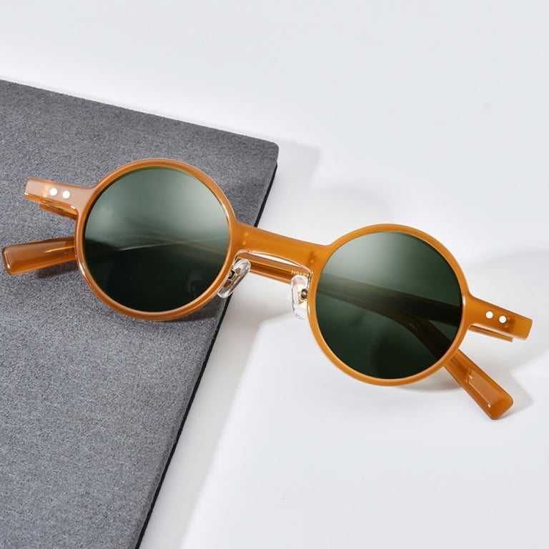Acetate Polarized Sunglasses Men Retro Vintage Small Round  display picture 1