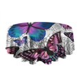 thumbnail image 5 of Purple Butterfly Rose Pattern Round Tablecloth 60"x60",Wrinkle Wipeable Table Cloth for Kitchen Dining Room Picnic Patio Party, 5 of 6
