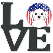American Flag and Maltese Metal Wall Artwork LOVE