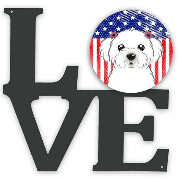 American Flag and Maltese Metal Wall Artwork LOVE