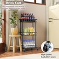 thumbnail image 5 of 3 Tier Bar Cart for Home, Rolling Mini Liquor Bar for Wine Beverage Dinner Party, Utility Kitchen Storage Island Serving Cart on Wheels, Coffee Bar Cabinet for Kitchen Dining Living Room, Brown, 5 of 9