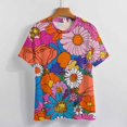 thumbnail image 3 of Nostalgic Vintage Floral Women's T-Shirt Short Sleeve T Shirts Tops Tee Ladies Loose T, 3 of 6