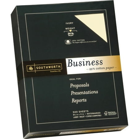 - Southworth, SOU404IC, 25% Cotton Business Paper, 500 / Box, Ivory