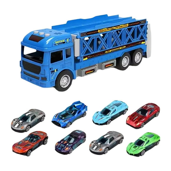 Almacenamiento y transporte de automóviles, camión de juguete y pista de carreras de eyección para niños pequeños Azul