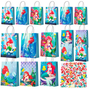 Mermaid Party Favor Bags, Mermaid Party Bags Set Including 24pcs Mermaid Gift Bags, Mermaid Candy Bags & 50pcs Mermaid Stickers for Girls Kids Mermaid Party Decorations Supplies