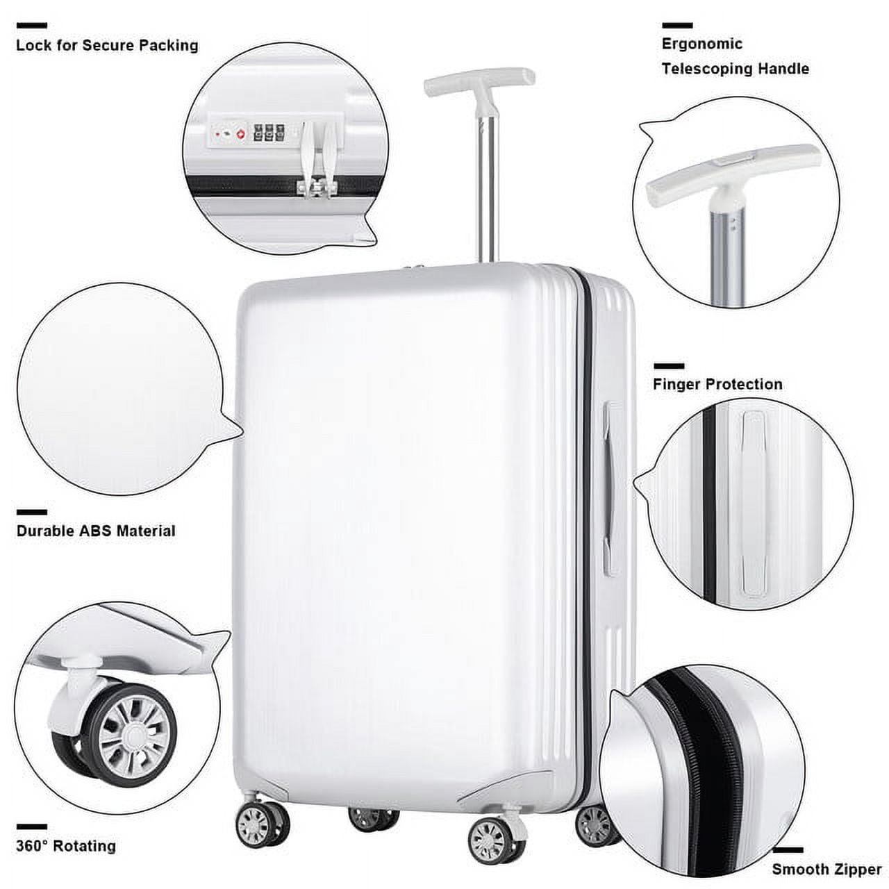 Hikolayae Mesa Collection Hardside Spinner Luggage Sets in White, 3 Piece - TSA Lock