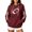 Wine, variant on Women Waffle Knit Pullover Hoodie, Football Heart Graphic Long Sleeve Hooded Sweatshirt, Oversized Game Day Fan Top with Kangaroo Pocket for Sports Party Daily Fall Wear