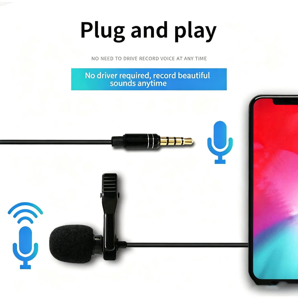 Standard 3.5mm Plug Clip On Microphone Ideal For Reporters Hosts And Media Creators