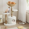 thumbnail image 7 of Ataucjin 43" Modern Natural Wood Cat Tree for Cats Aesthetic Cat Tower with Large Basket, Scratching Posts and Real Branch Design, White Luxury Cats Tree, 7 of 7