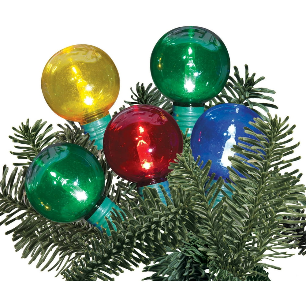 Holiday Time LED G40 Super Bright Light Set Green Wire Warm White Bulbs