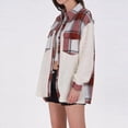 thumbnail image 4 of Chaqueta de Franela Abotonada de para Mujer, con Solapa Afelpada, Larga, Blusa A Cuadros, Otoño Rojo XL, 4 of 8