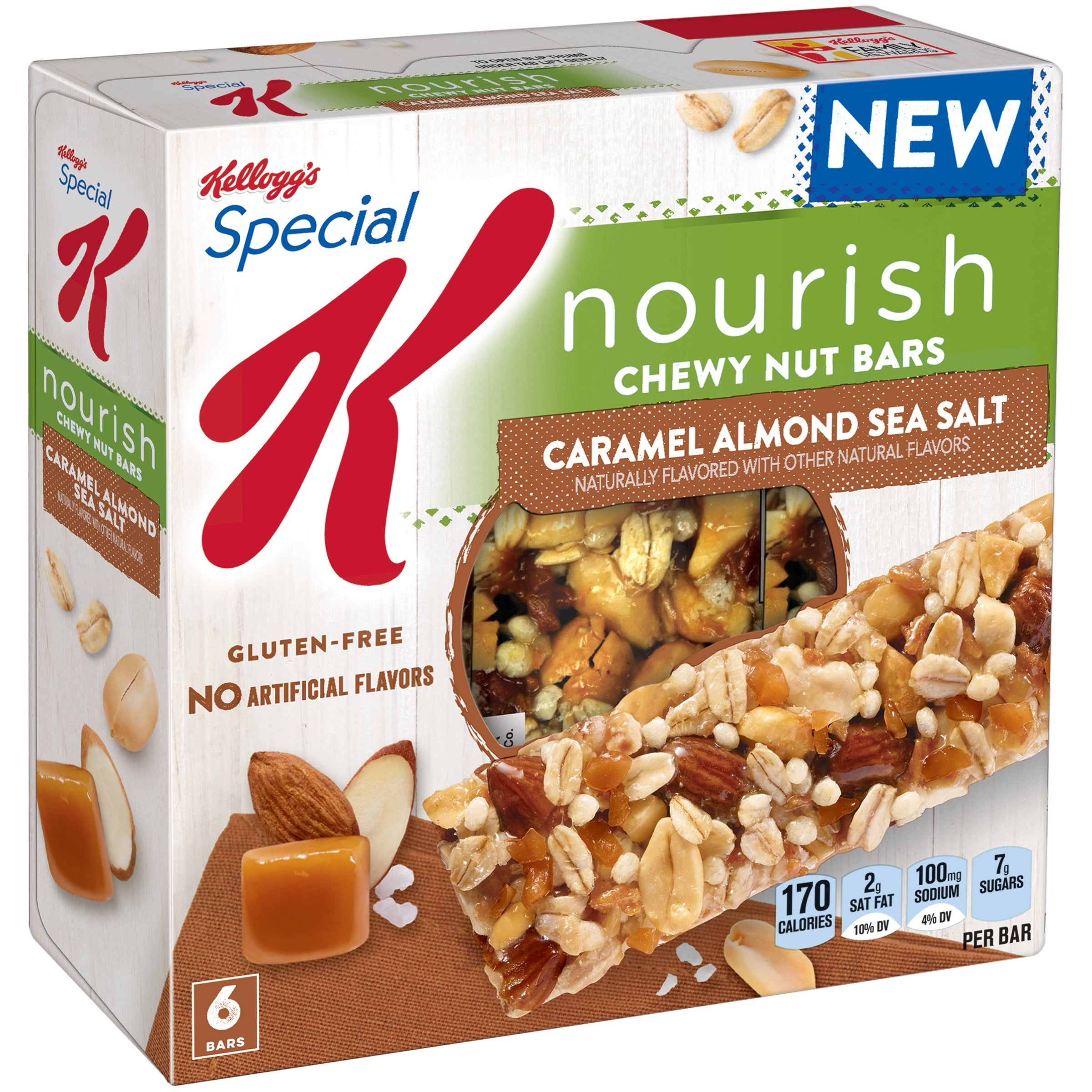 Special K Nourish Chewy Nut Bars, Caramel Almond Sea Salt, 6 Ct