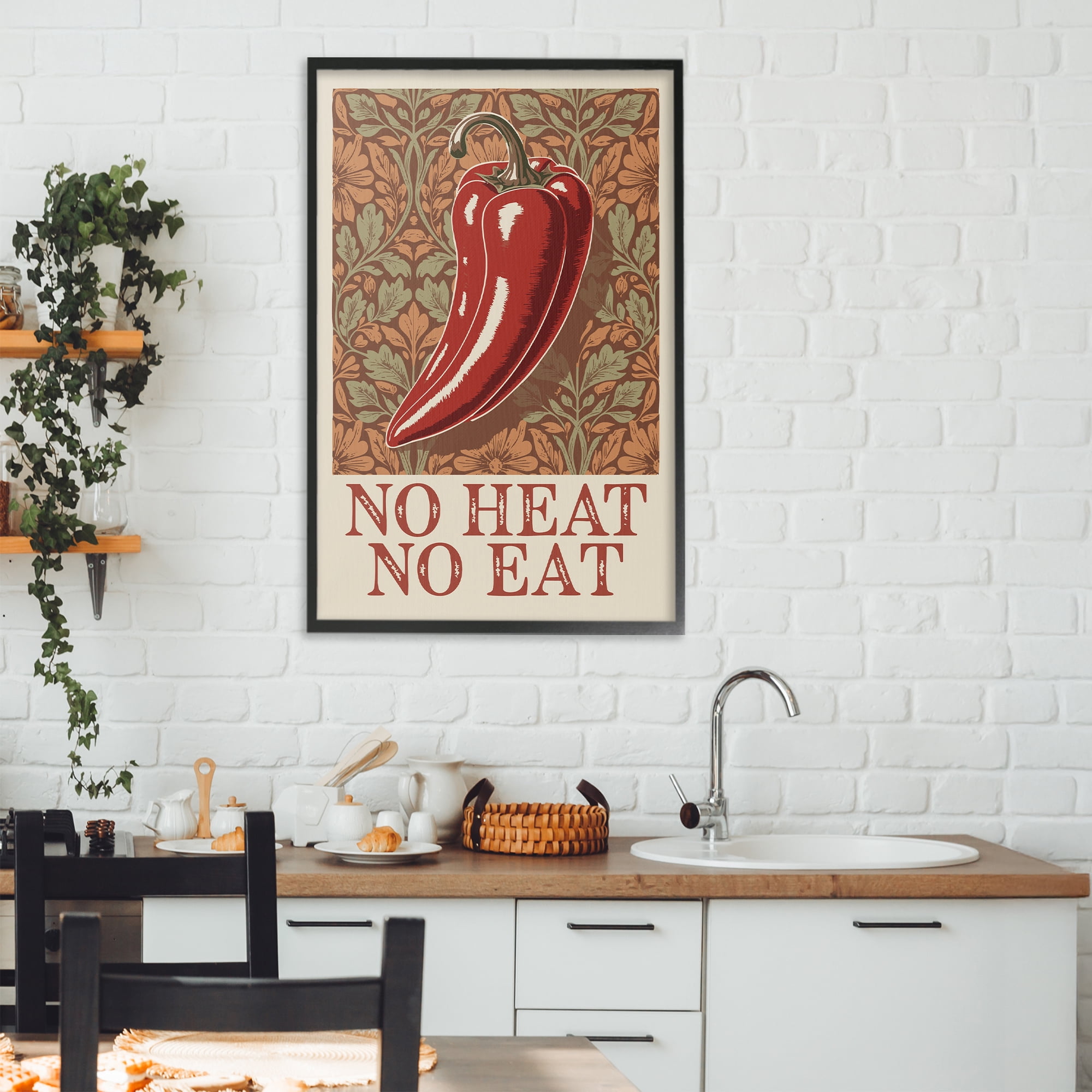 Stupell Industries No Heat or Eat Pepper Black Framed Giclee Art, design by Andreas Magnusson