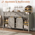thumbnail image 6 of 59"Farmhouse Buffet Cabinet with Sliding Barn Door, with 3 Drawer, Removable Wine Rack, with Adjustable Shelf for for Dining Room, Kitchen,Gray, 6 of 8