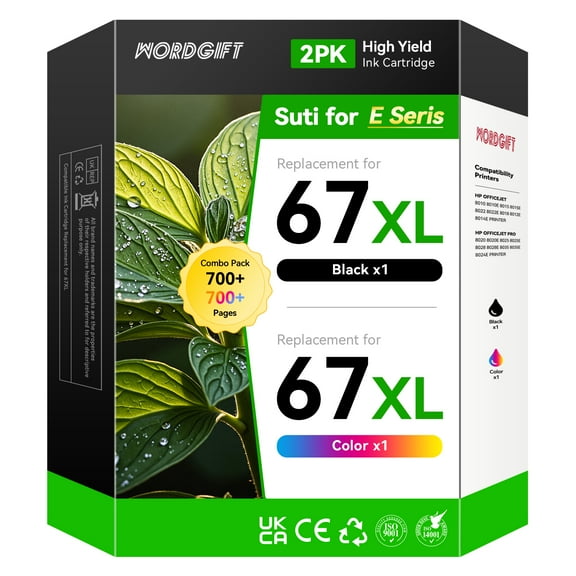 67XL Ink Cartridge Compatible for HP 67 67XL Ink Cartridges（2-Pack Black & Tri-Color） for HP Ink 67 for Printer hp Ink