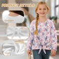 thumbnail image 6 of Xoenoiee Elephant Strawberry Heart Print Girls Long Sleeve Shirts Casual Crew Neck Tops Basic Tunic Blouses Tie Front Knot Tops Sweatshirt, 7-8 Year, 6 of 7
